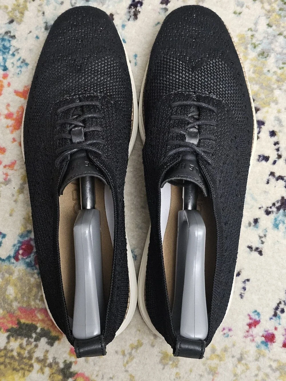 Cole Haan Mens 9.5 M Original Grand Knit Wingtip II Black Ivory Shoes C27959